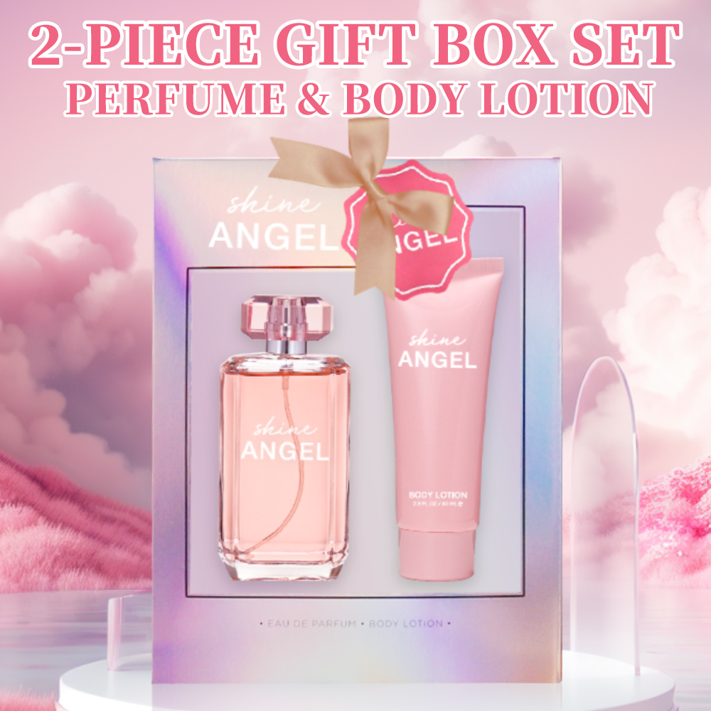 Body Shimmer Lotion - 女性用スプレーとボディローション,香水セット,3.4オンス,2.8オンス,光沢のある天使,2個