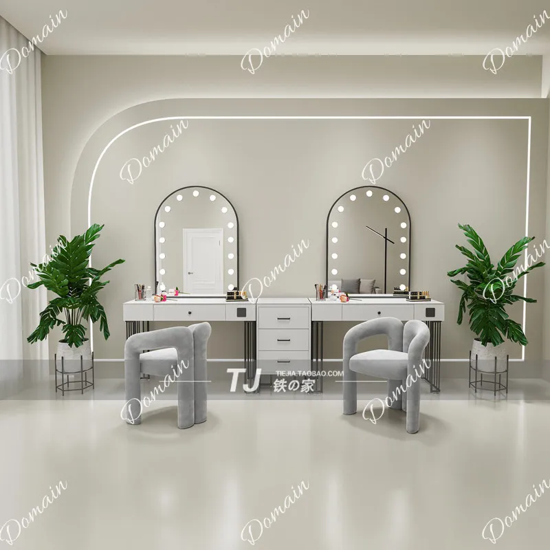 Beauty And Makeup Studio - N5プレミアムスタジオプロ仕様バニティテーブル（ランプ付き）結婚式場美容院メイクアップスタジオ専用バニティテーブル