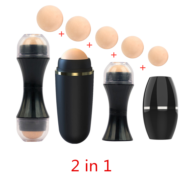 Beauty Natural Makeup - 2 in1 油吸収ローラー天然火山石フェイスマッサージボディスティックメイクアップスキンケアツール顔の毛穴クリーニングオイルローラー