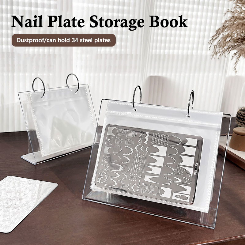 Nail Art Stamping Kit - ネイルアートスタンピングプレートホルダー収納ブック、プリントスチールプレート、ステッカーカードディスプレイラック、ネイルアートアクセサリー用バッグ付き
