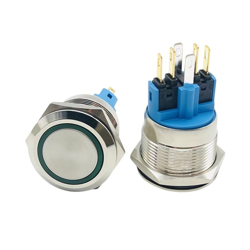 Led Ring Light - WCS-ブルーライト 22mm 12-24V リング型LED、リセット可能、1NO+1NC、耐破壊性、防水、金属製電気スイッチ