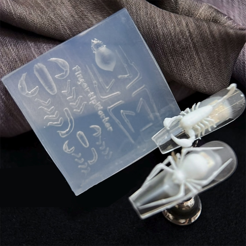 Nail Art Stamping Kit - 3D スパイダーサソリシリコーンネイルモールド DIY ダークパンクスタイルソフトスタンピングプレートマニキュアアートモールドツール装飾テンプレート