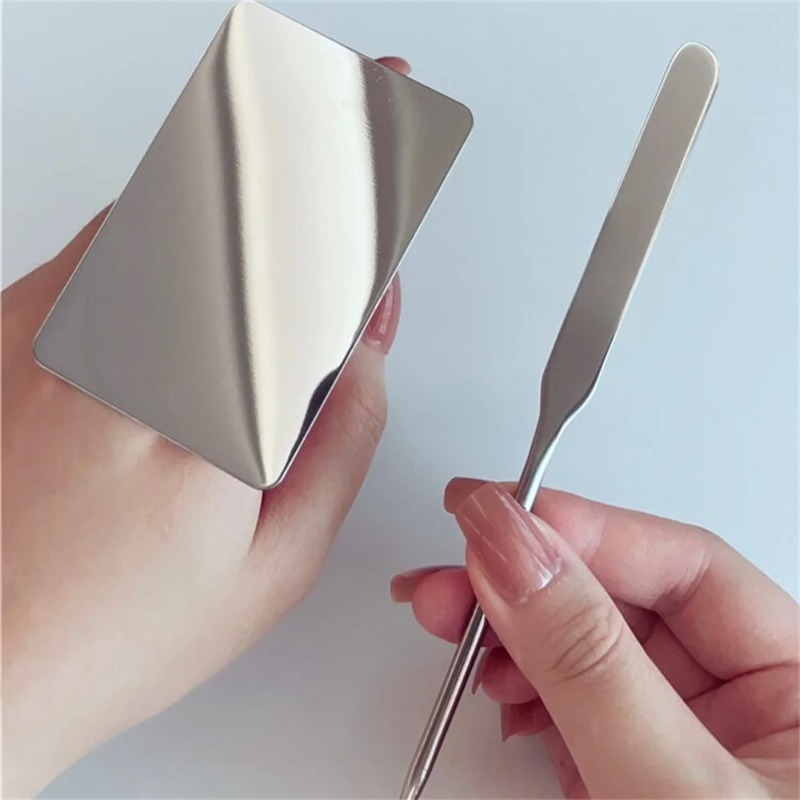 Beauty Makeup Bar - 1 セットステンレス鋼メイクアップファンデーションシャベル化粧品リングパレットカラーバーマスクスクレーパー変更美容メイクツール