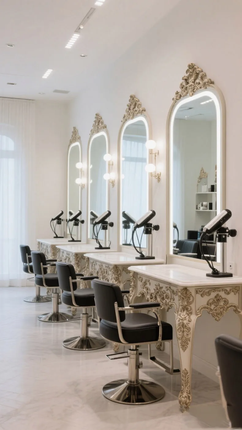 高級バロック様式の理髪店・美容院用家具セット。メイクアップや - Beauty And Makeup Studio のレビューと価格