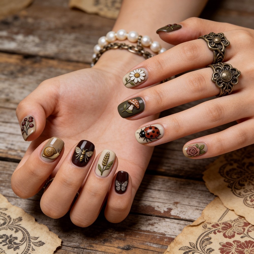 3枚セット：昆虫、植物、蜂、蝶、花、葉、きのこ柄のネイルスタ - Nail Art Stamping Kit のレビューと価格