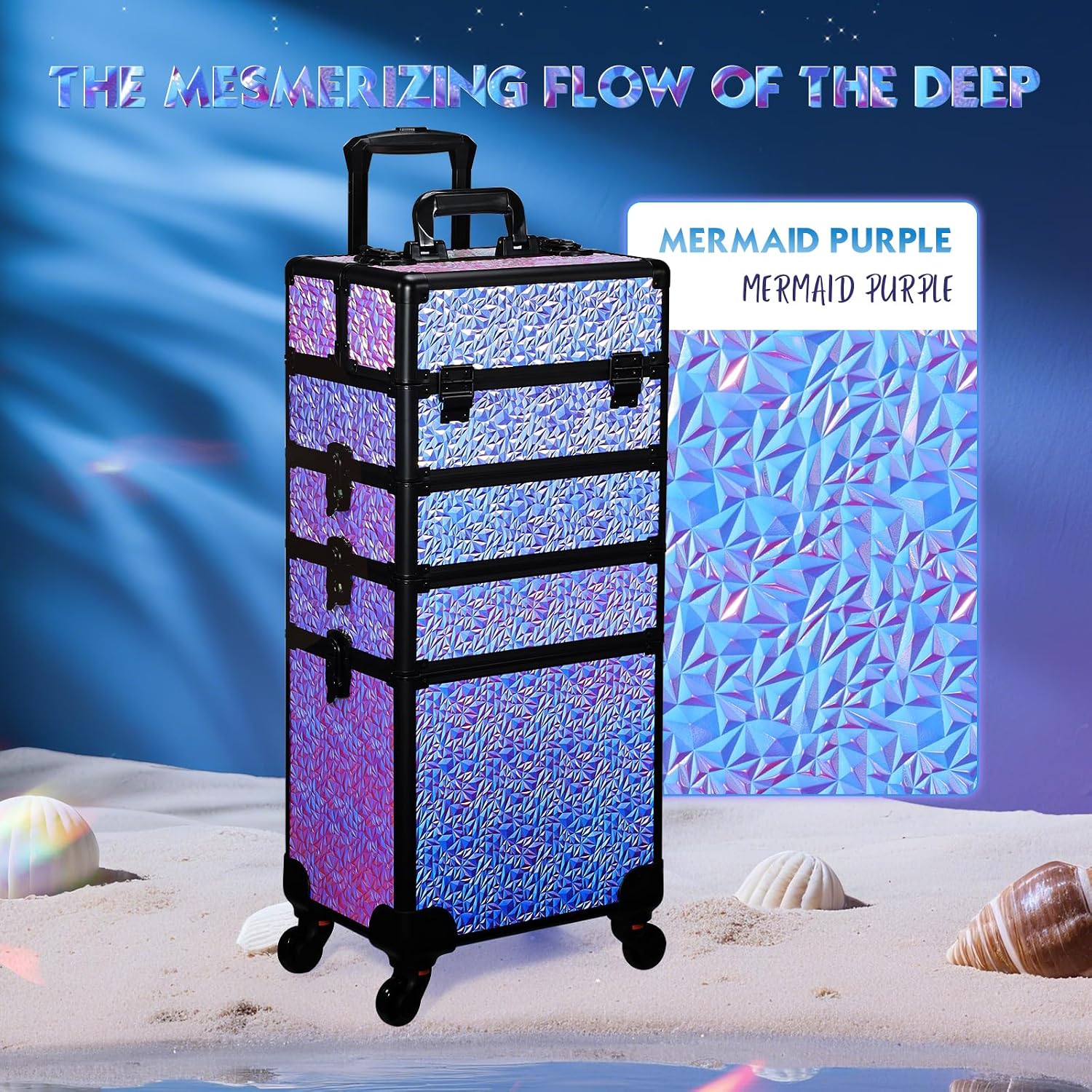 ローリングメイクアップトレインケース、引き出し付き大型コスメ - Beauty Of Makeup のレビューと価格