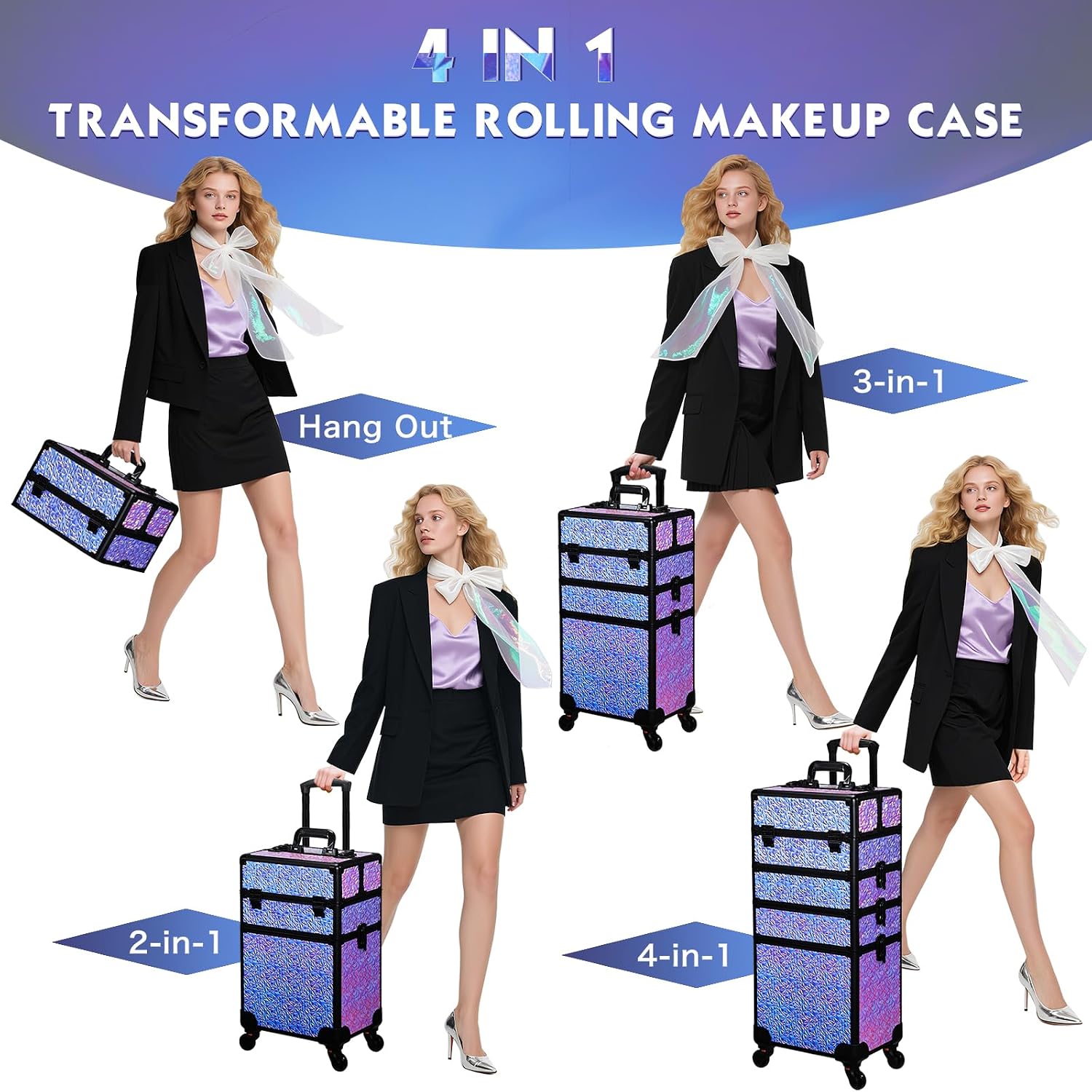 ローリングメイクアップトレインケース、引き出し付き大型コスメ - Beauty Of Makeup のレビューと価格